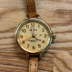 Women’s Shinola Detroit Birdy leather wrap watch
